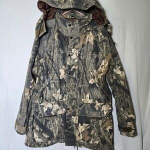 Vintage Remington Hunting Jacket Mens M Mossy Oak Break Up Camo Zip Hooded Shell